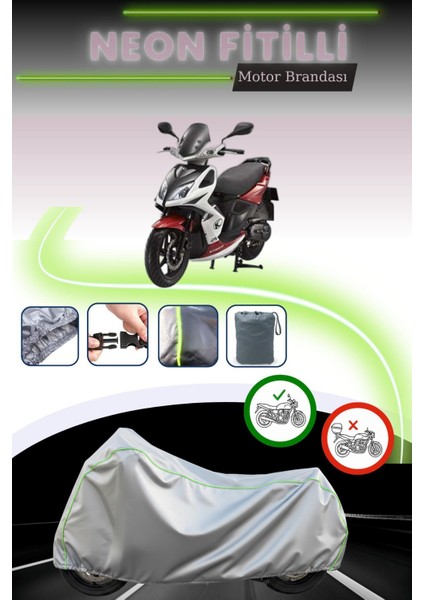 Gri Neon Fitilli Kymco Super 8 125 Uyumlu Motosiklet Brandası
