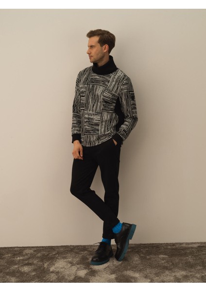 Erkek Siyah Pamuk Dokulu Slim Fit Jogger Pantolon