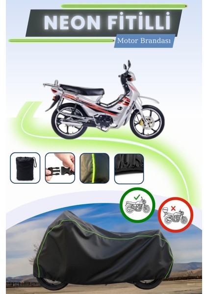 Siyah Neon Fitilli Falcon Magic 50 Uyumlu Motor Brandası