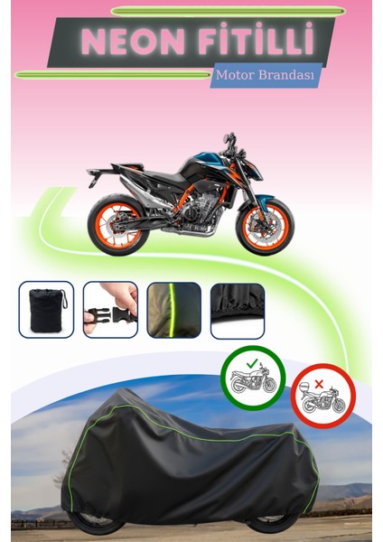 Siyah Neon Fitilli Ktm 890 Duke R Uyumlu Motor Brandası