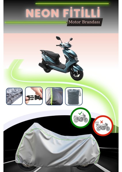 Gri Neon Fitilli Kuba Space 50 Pro Uyumlu Motosiklet Brandası