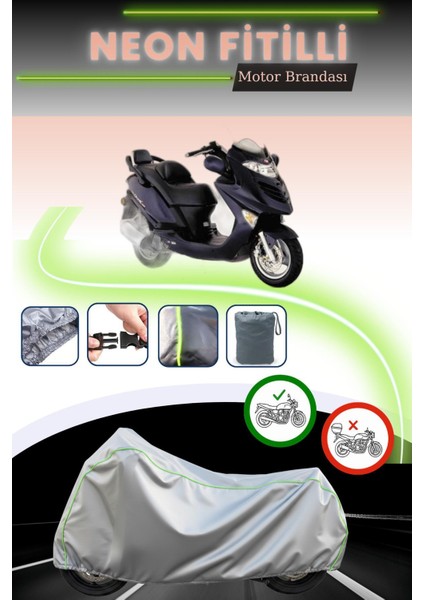 Gri Neon Fitilli Kymco Grand Dink 150 Uyumlu Motosiklet Brandası
