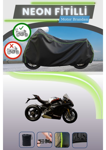 Siyah Arka Çanta Uyumlu Neon Fitilli Ducati Panigale V4 Sp Uyumlu Motor Brandası