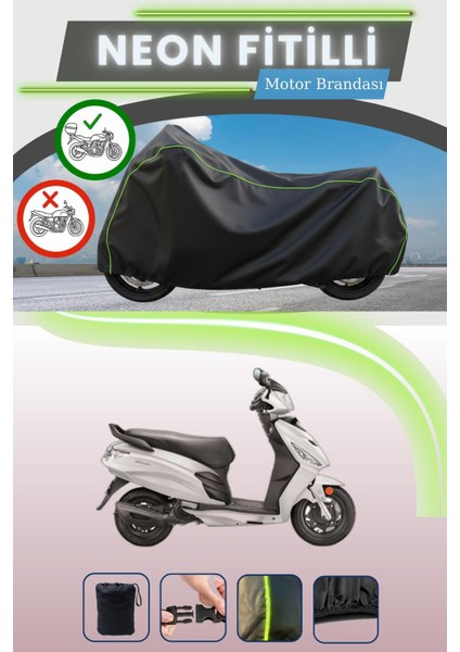 Siyah Arka Çanta Uyumlu Neon Fitilli Hero Dash Lx 110 Uyumlu Motor Brandası