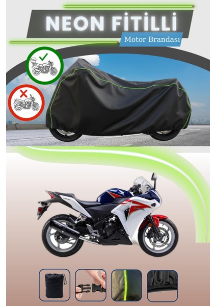 Siyah Arka Çanta Uyumlu Neon Fitilli Honda Cbr 250 R Uyumlu Motor Brandası