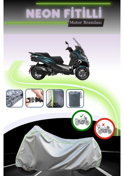 Gri Neon Fitilli Piaggio Runner 180 Uyumlu Motosiklet Brandası