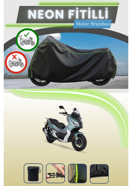 Siyah Arka Çanta Uyumlu Neon Fitilli Rks Freccia 150 Uyumlu Motor Brandası