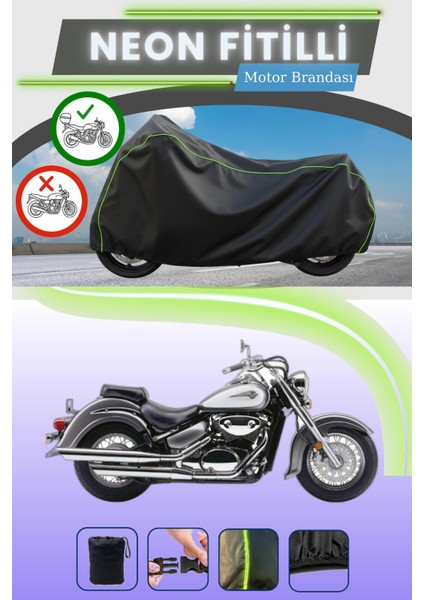 Siyah Arka Çanta Uyumlu Neon Fitilli Suzuki Vl 800 Intruder Uyumlu Motor Brandası