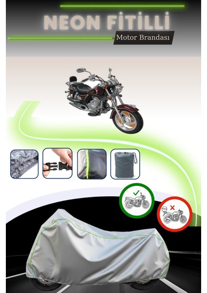 Gri Neon Fitilli Yuki YK250-4 Uyumlu Motosiklet Brandası