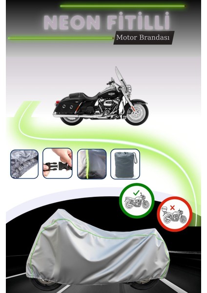 Gri Neon Fitilli Harley Davidson Road King Classic Flhrcı Uyumlu Motosiklet Brandası