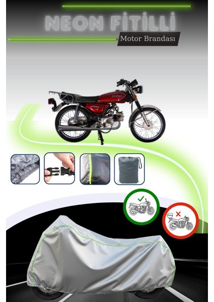 Gri Neon Fitilli Mondial 100 Ugk Uyumlu Motosiklet Brandası