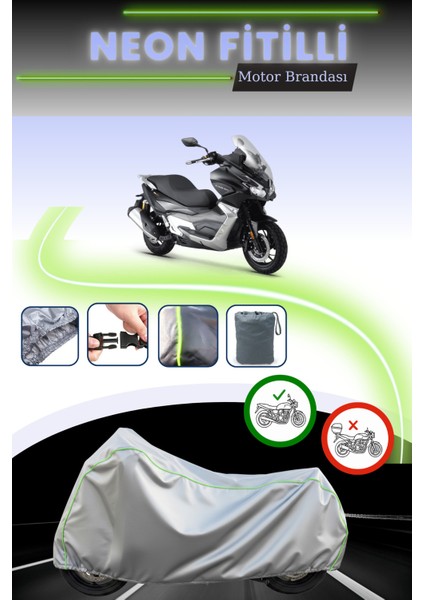 Gri Neon Fitilli Rks Blade 250 Uyumlu Motosiklet Brandası