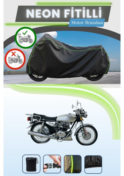 Siyah Arka Çanta Uyumlu Neon Fitilli Kuba Filinta 100 Uyumlu Motor Brandası