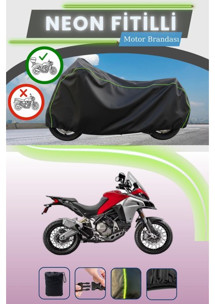 Siyah Arka Çanta Uyumlu Neon Fitilli Ducati Multistrada 1200 Enduro Uyumlu Motor Brandası