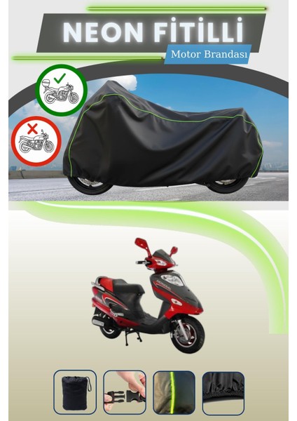 Siyah Arka Çanta Uyumlu Neon Fitilli Mondial 100 Urt Uyumlu Motor Brandası