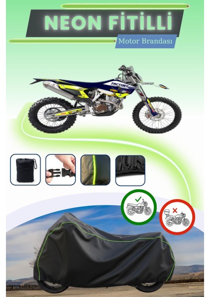 Siyah Neon Fitilli Husqvarna Fe 250 Uyumlu Motor Brandası