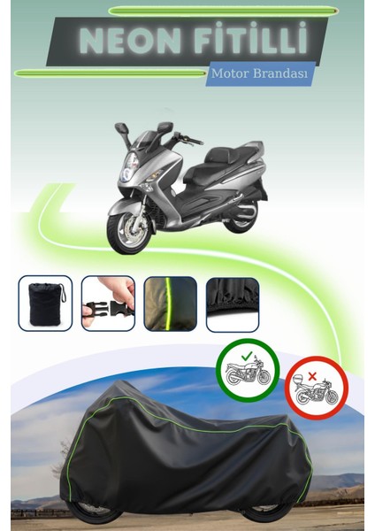 Siyah Neon Fitilli Sym Gts 250 Uyumlu Motor Brandası