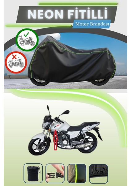 Siyah Arka Çanta Uyumlu Neon Fitilli Rks Titanic 150-R Uyumlu Motor Brandası