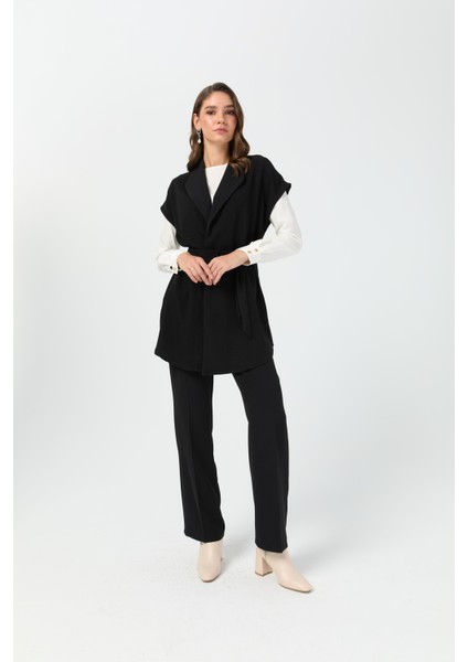 Tunik Yelek Pantolon Takım Siyah