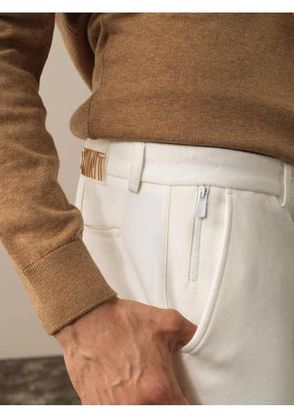 Erkek Ekru Pamuk Dokulu Slim Fit Jogger Pantolon modelleri
