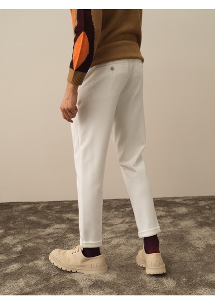 Erkek Ekru Pamuk Dokulu Slim Fit Jogger Pantolon fırsatları