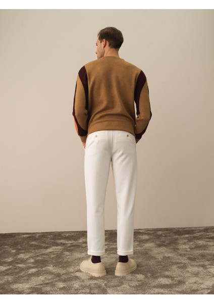 Erkek Ekru Pamuk Dokulu Slim Fit Jogger Pantolon indirimleri