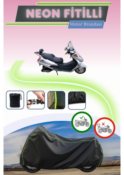 Siyah Neon Fitilli Dorado Akida Scooter 150 Uyumlu Motor Brandası