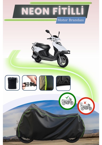 Siyah Neon Fitilli Rks Spontini 110/125 Uyumlu Motor Brandası