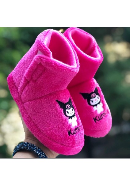 Kız Çocuk Kuromi Panduf Yandan Cırtlı Kaydırmaz Taban Anaokulu Kreş Ev Ayakkabısı modelleri