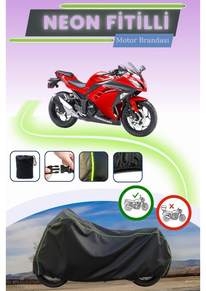 Siyah Neon Fitilli Kawasaki Ninja 300 Uyumlu Motor Brandası