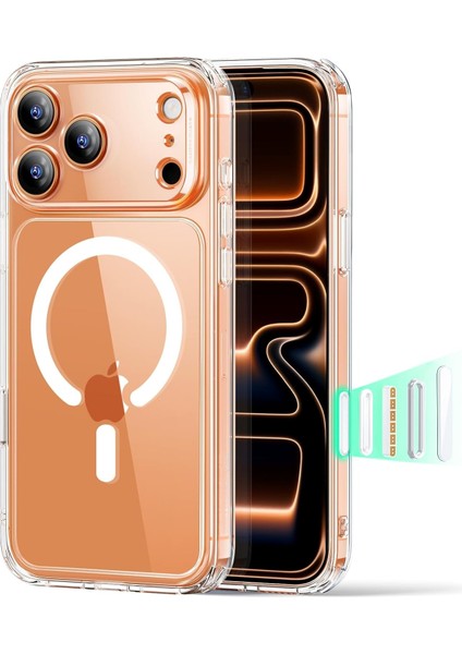 iPhone 17 Pro Uyumlu Kamera Korumalı Sararmaz Pc Sert Şeffaf Magsafe Kılıf
