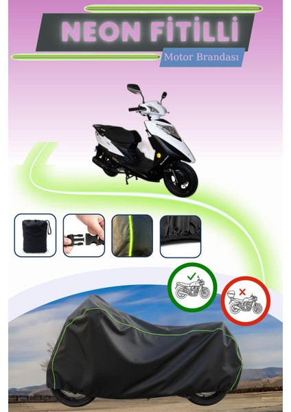 Siyah Neon Fitilli Motolux Rossi 50 Uyumlu Motor Brandası