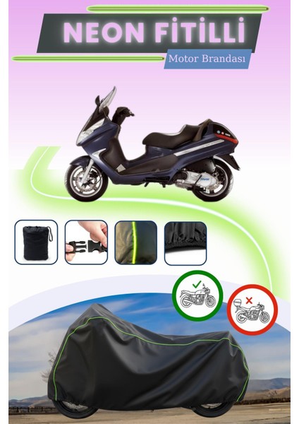 Siyah Neon Fitilli Piaggio X9 200 Uyumlu Motor Brandası