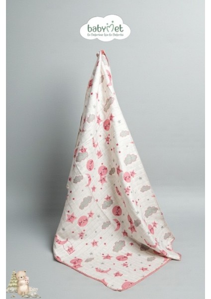 %100 Pamuk Müslin Bebek Battaniyesi 90x110 cm – Sevimli Yıldız Desenli, Yumuşak&Doğal fiyatları