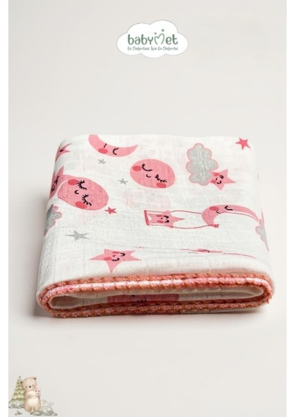 %100 Pamuk Müslin Bebek Battaniyesi 90x110 cm – Sevimli Yıldız Desenli, Yumuşak&Doğal modelleri