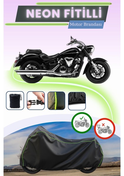 Siyah Neon Fitilli Yamaha Xvs 1300 A Uyumlu Motor Brandası