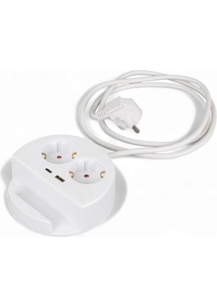 1.5 Metre Grup Priz – 2 USB + 1 Type-C Girişli, Telefon Standlı, Çoklu Priz