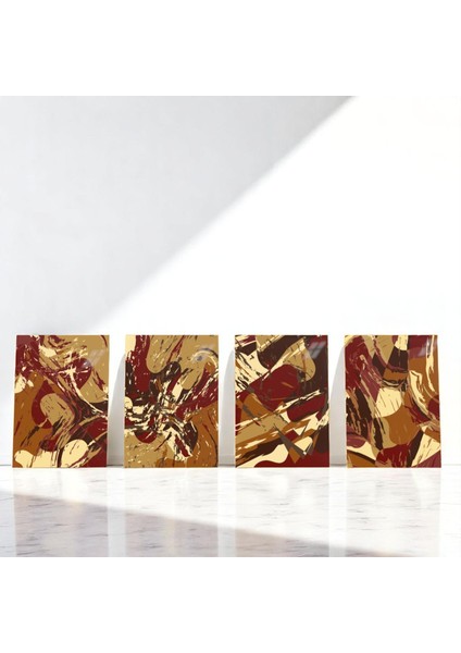 :temperli Cam Dörtlü Set Tablo, Tablo, Dörtlü Tablo, Uv Baskı, Cam Tablo, 4’lü Set, CDT003