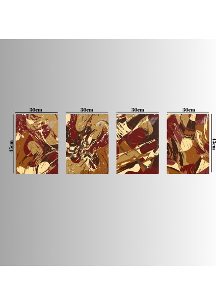 :temperli Cam Dörtlü Set Tablo, Tablo, Dörtlü Tablo, Uv Baskı, Cam Tablo, 4’lü Set, CDT003
