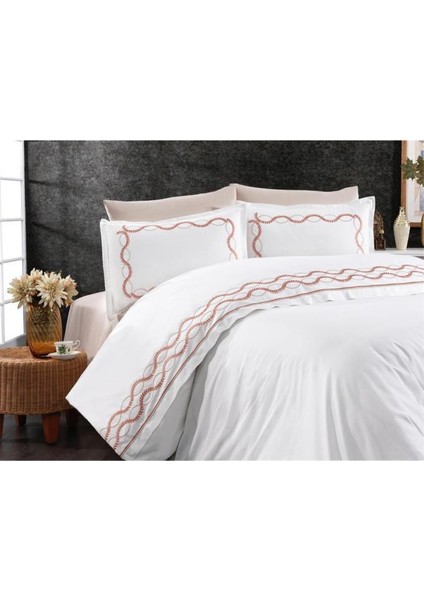 Başak Nakışlı %100 Pamuk Çift Kişilik Nevresim Takımı Tarçın fiyatları