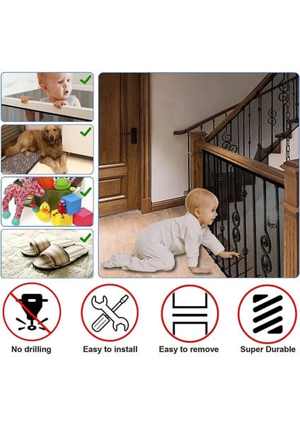Siyah Çocuk ve Evcil Hayvan Koruyucu Korkuluk Filesi, Balkon ve Merdiven Güvenliği Için indirimleri