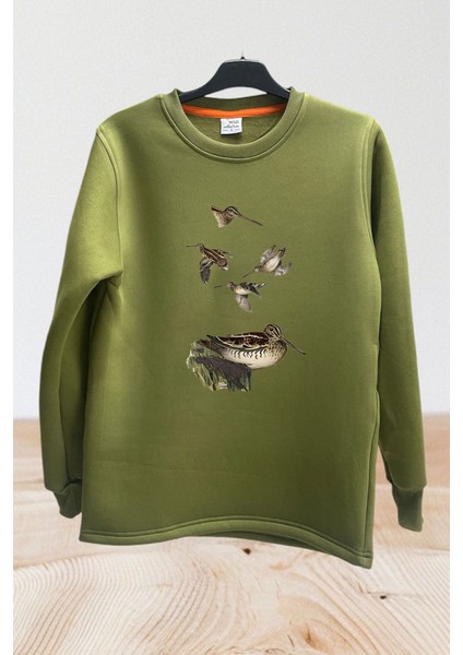 Avcılık Hunting Keklik Baskılı %100 Pamuk Bisiklet Yaka Sweatshirt
