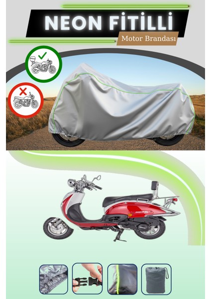 Gri Arka Çanta Uyumlu Neon Fitilli Mondial 125 Znu Uyumlu Motosiklet Brandası