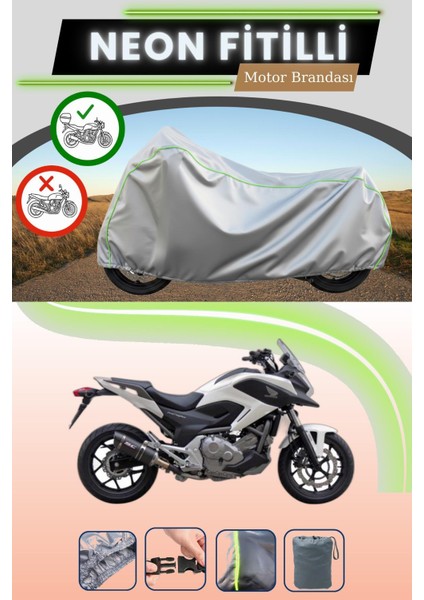 Gri Arka Çanta Uyumlu Neon Fitilli Honda Nc 700 S Uyumlu Motosiklet Brandası