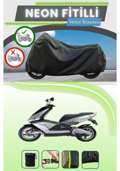 Siyah Arka Çanta Uyumlu Neon Fitilli Aprilia Area 51 Uyumlu Motor Brandası
