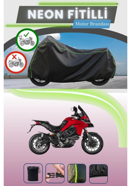 Siyah Arka Çanta Uyumlu Neon Fitilli Ducati Multistrada 950 Uyumlu Motor Brandası