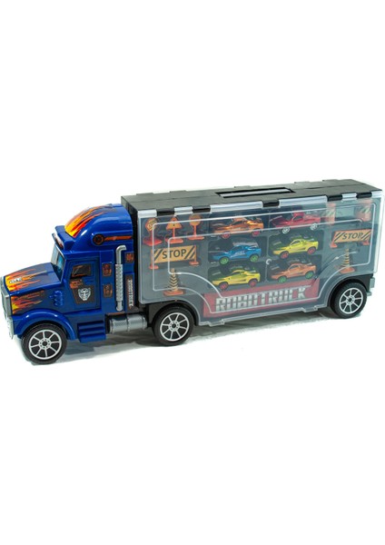 Oyuncak Taşıyıcı Tır Dev Boy 6 Adet Metal Araba 60 cm Tır