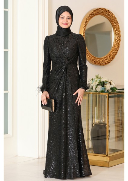 Parıltılı Büyük Beden Hüma Tesettür Abiye