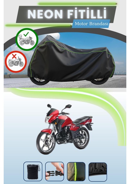 Siyah Arka Çanta Uyumlu Neon Fitilli Kanuni S125T Uyumlu Motor Brandası