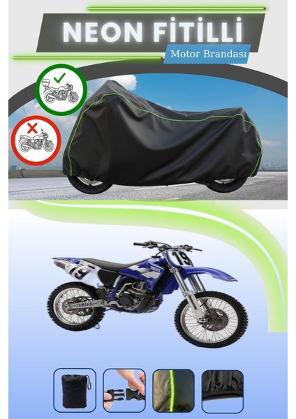 Siyah Arka Çanta Uyumlu Neon Fitilli Yamaha Yz 400 F Uyumlu Motor Brandası